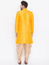 Vastramay Men's Mustard And Rose Gold Silk Blend Sherwani Set
